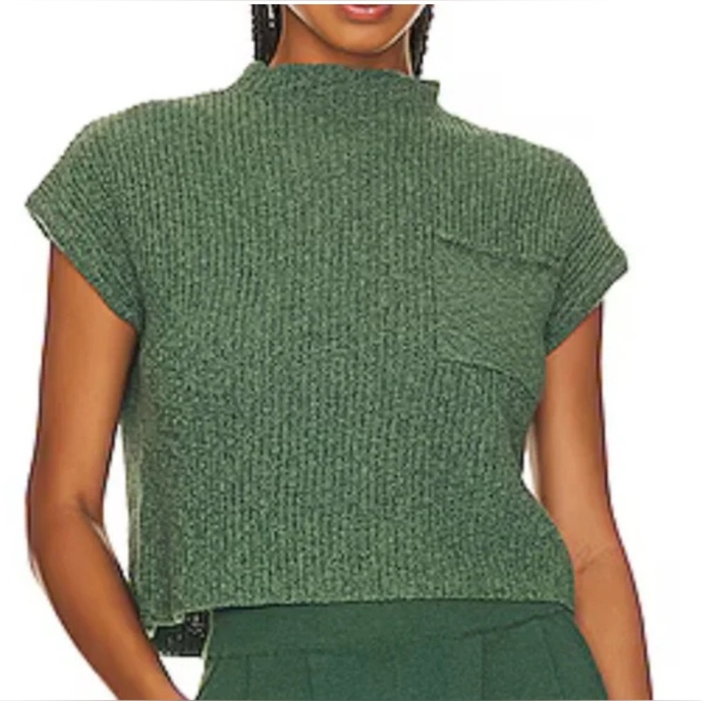 FP Beach Féria sweater cropped top emerald green classy academia preppy XS